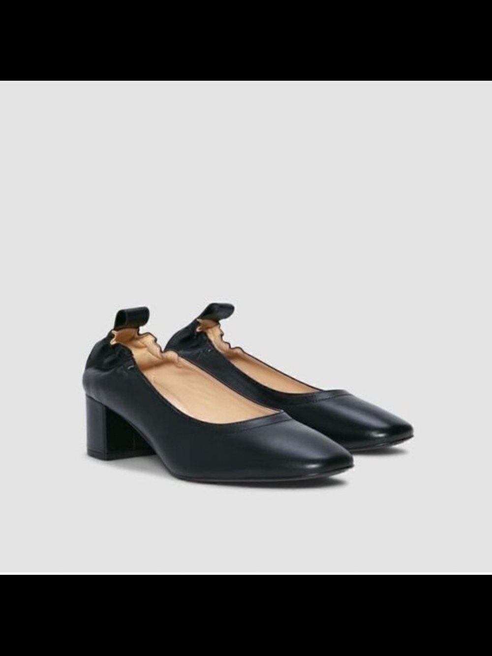 Everlane Black Rounded Square Toe Block Heels